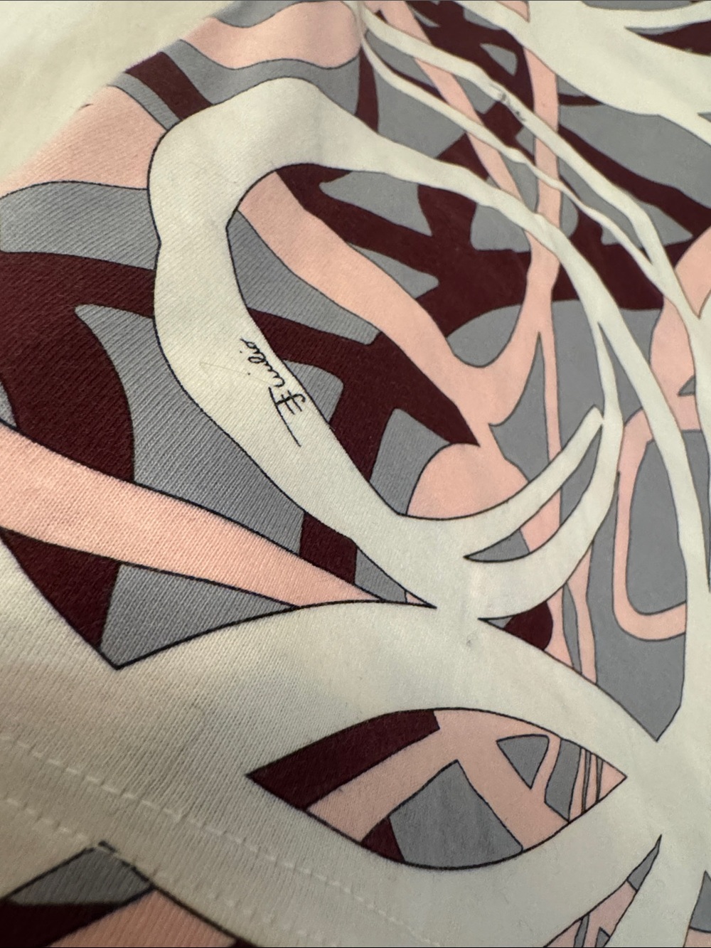 Emilio Pucci Pink, Gray & Burgundy Abstract Short Sleeve Top - Picture 8 of 12